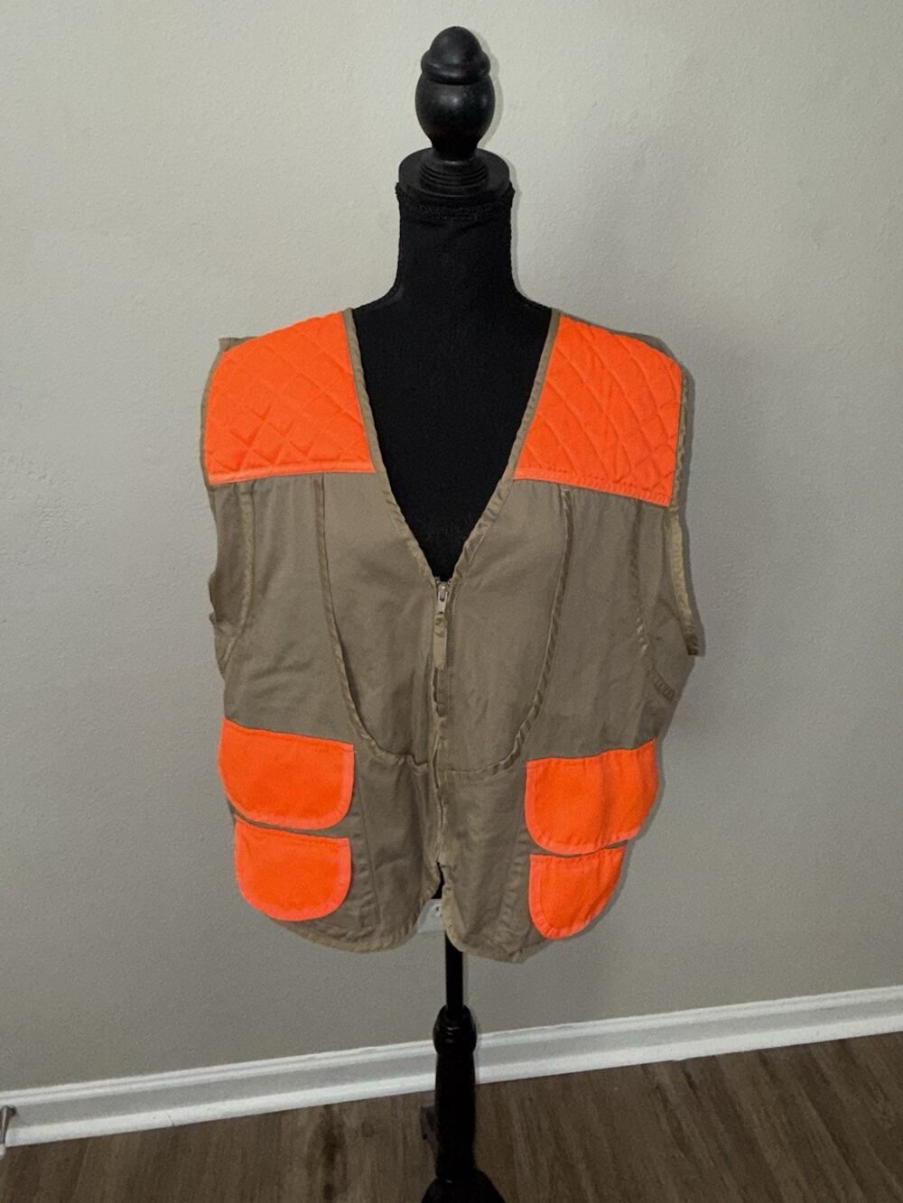 Saf T Bak Hunting Vest Blaze Orange Pockets Game Bag Large